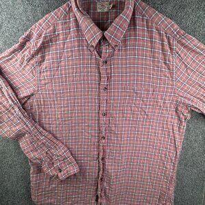 Faherty Button Up Flannel Shirt 2XL Red Blue Check Long Sleeve Soft Adult
